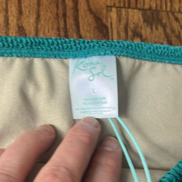 Kona Sol Turquoise Bikini Bottom Size Large New with Tags - Picture 3 of 4